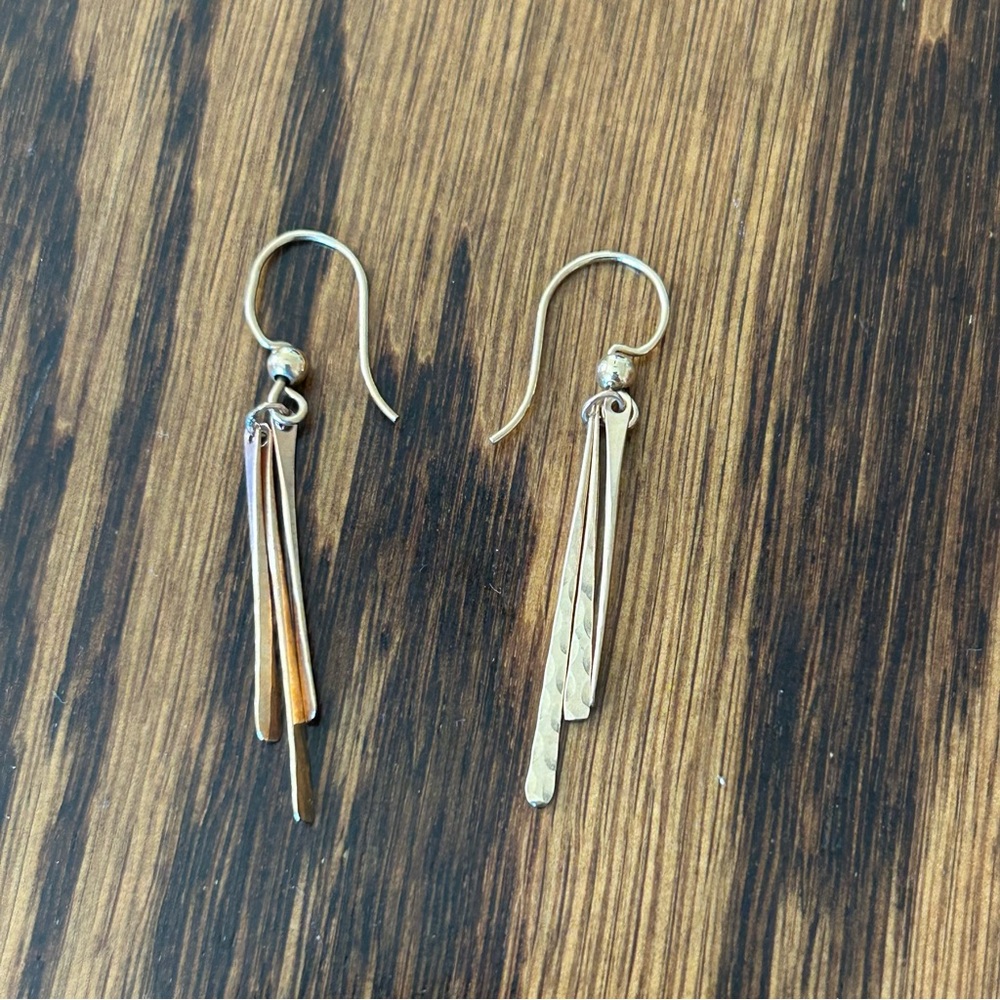 Real gold drop earrings with three dangly pieces